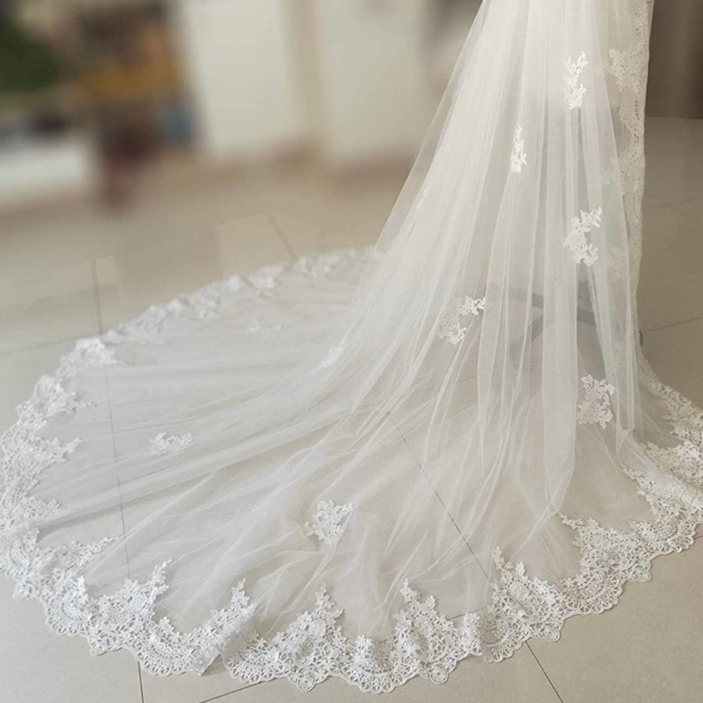 Detachable Skirt/Train with Lace/Tulle Overskirts